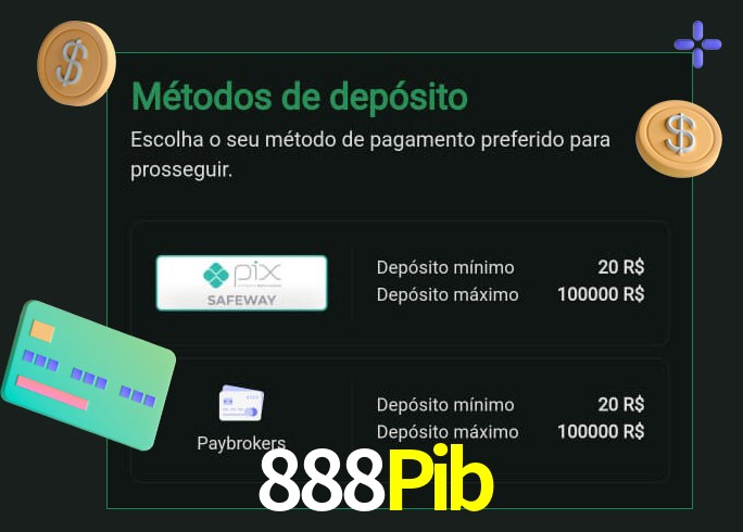 O cassino 888Pib oferece uma grande variedade de métodos de pagamento